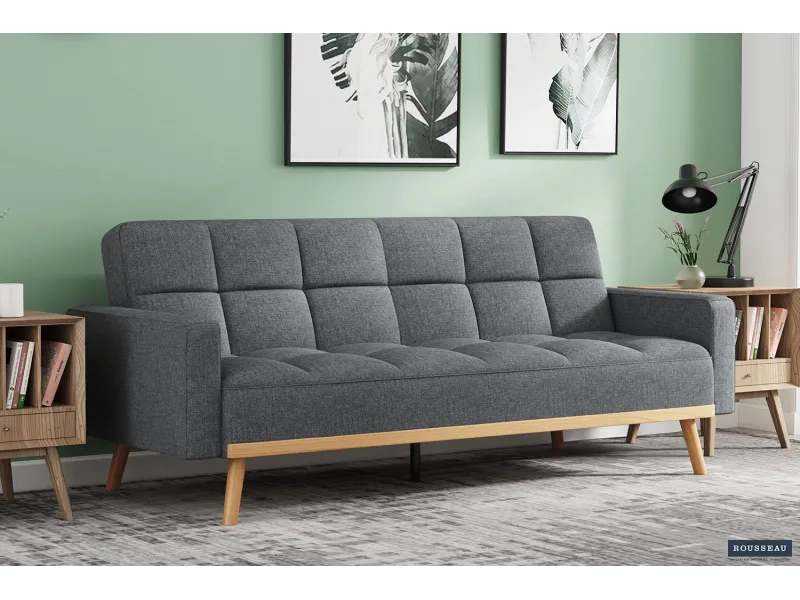 Canapé convertible Style Scandinave - Confort et Élégance en Tissu Gris