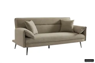 Canapé-Lit Style Scandinave avec Accoudoirs Fins - Élégance et Confort en Tissu Beige 2