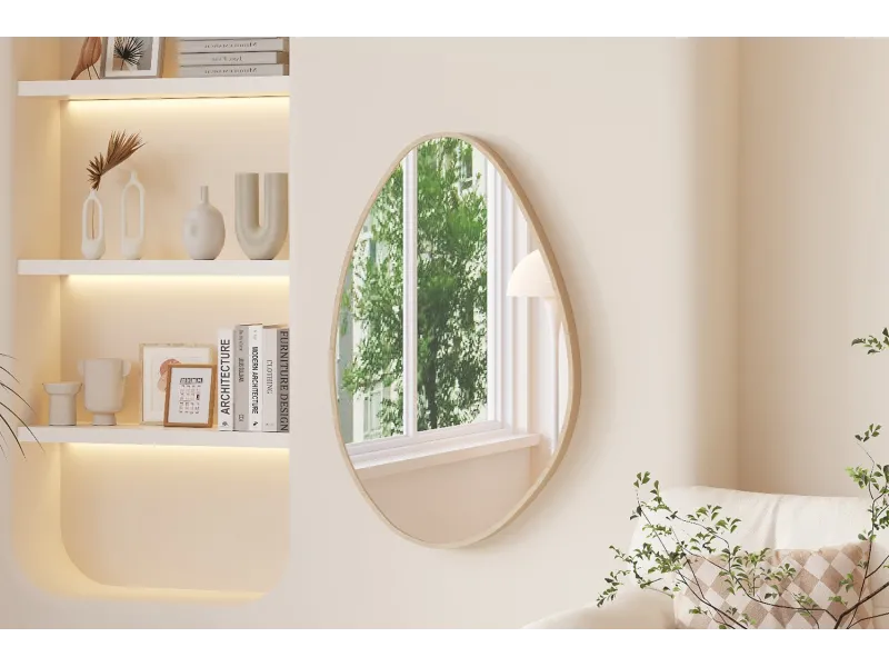 Miroir mural ‘Romi’ 80 x 50 cm en chêne vieilli – Élégance naturelle et polyvalence