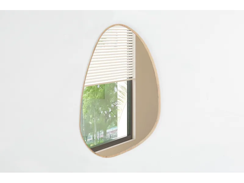 Miroir mural ‘Roza’ 80 x 60 cm en chêne vieilli – Un design naturel et épuré