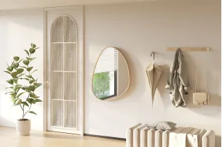 Miroir mural ‘Roza’ 80 x 60 cm en chêne vieilli – Un design naturel et épuré