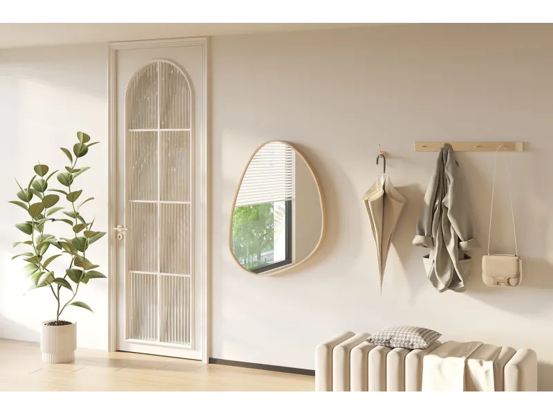 Miroir mural ‘Roza’ 80 x 60 cm en chêne vieilli – Un design naturel et épuré