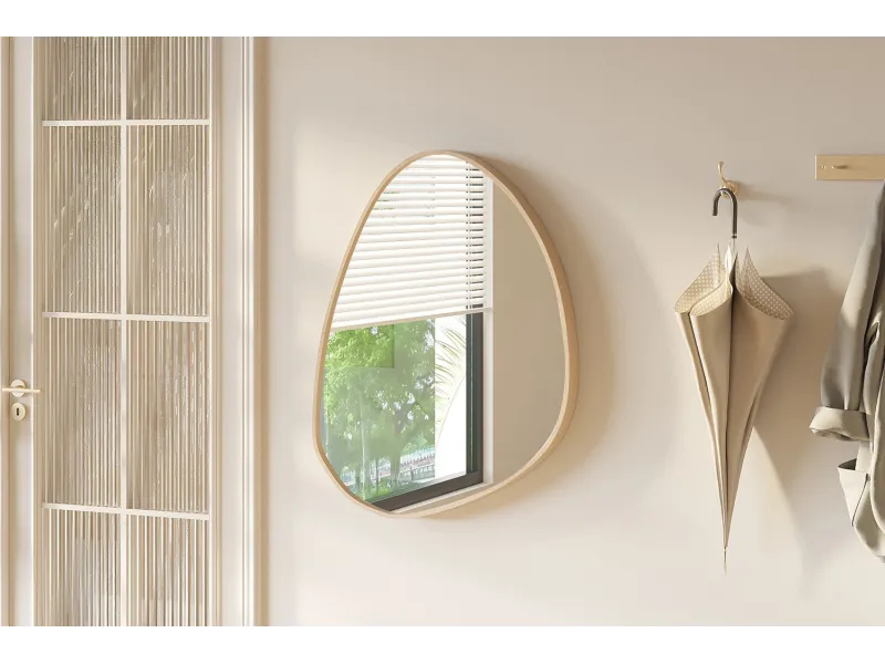 Miroir mural ‘Roza’ 80 x 60 cm en chêne vieilli – Un design naturel et épuré