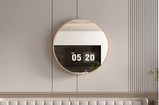 Miroir mural carré ‘Roxy’ 80 x 80 cm en chêne vieilli – Élégance et style intemporel