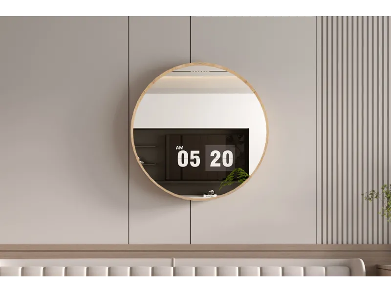 Miroir mural carré ‘Roxy’ 80 x 80 cm en chêne vieilli – Élégance et style intemporel