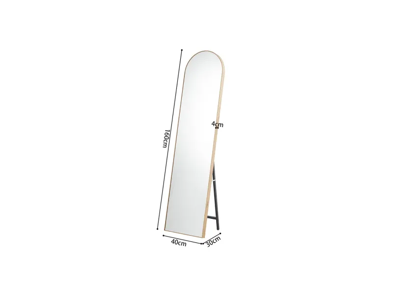 Miroir sur pied ‘Rosalie’ 160 x 40 cm en chêne vieilli – Élégance sobre et naturel