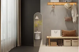 Miroir sur pied ‘Rosalie’ 160 x 40 cm en chêne vieilli – Élégance sobre et naturel 2