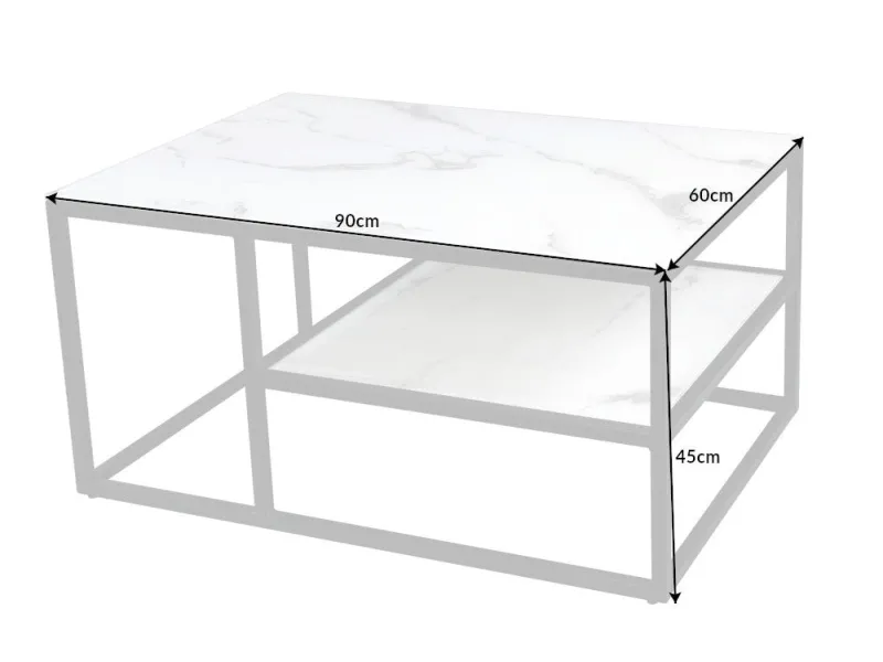 Table Basse en Verre de Sécurité avec Structure en Métal Noir