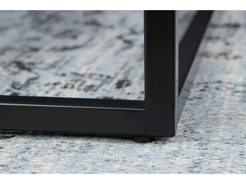 Table Basse en Verre de Sécurité avec Structure en Métal Noir