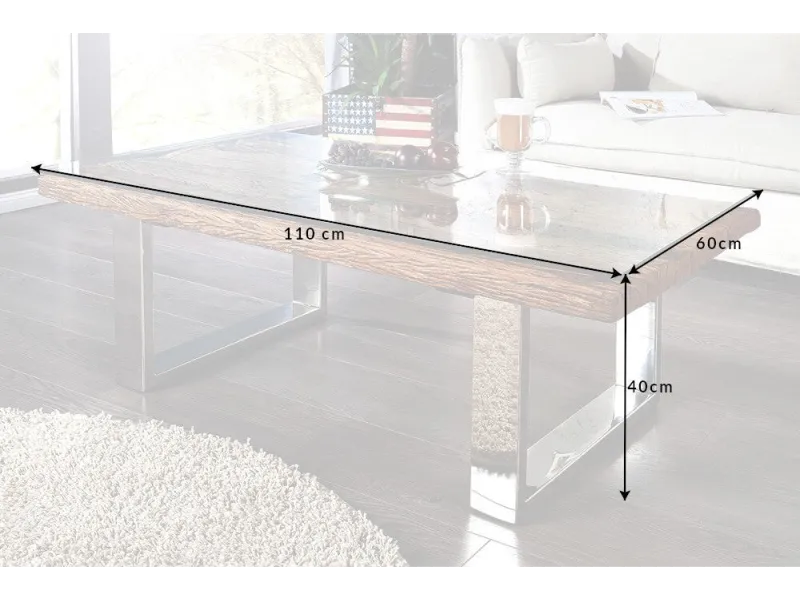 Table Basse en Bois Massif Recyclé au Style Rustique avec plateau en verre