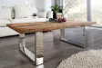 Table Basse en Bois Massif Recyclé au Style Rustique avec plateau en verre
