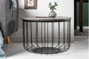 Table Basse ronde en Bois Massif de Manguier au Style Industriel 2