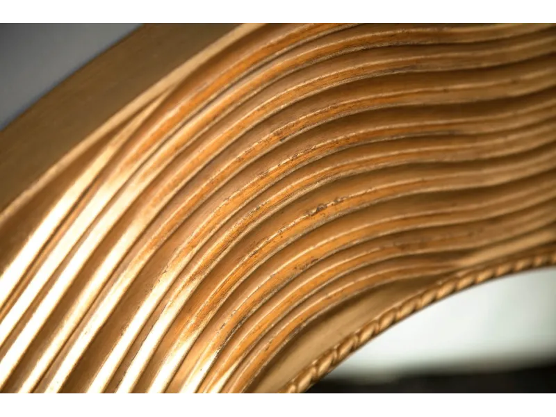 Miroir Rond avec Côté Ondulé - Ornement en Forme de Vagues