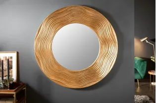 Miroir Rond avec Côté Ondulé - Ornement en Forme de Vagues 2