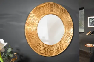 Miroir Rond avec Côté Ondulé - Ornement en Forme de Vagues