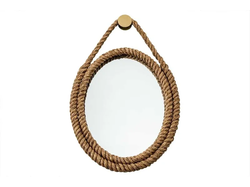 Miroir Mural Rond avec Cadre en Corde Naturelle