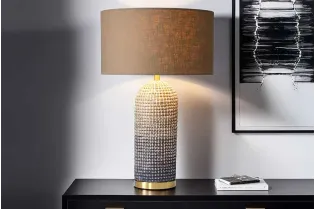 lampe à poser de 85 cm en lin couleur écrue Lampes à poser |adeniahome...