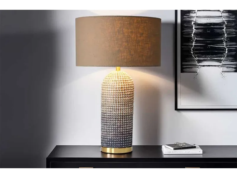 lampe à poser de 85 cm en lin couleur écrue Lampes à poser |adeniahome...