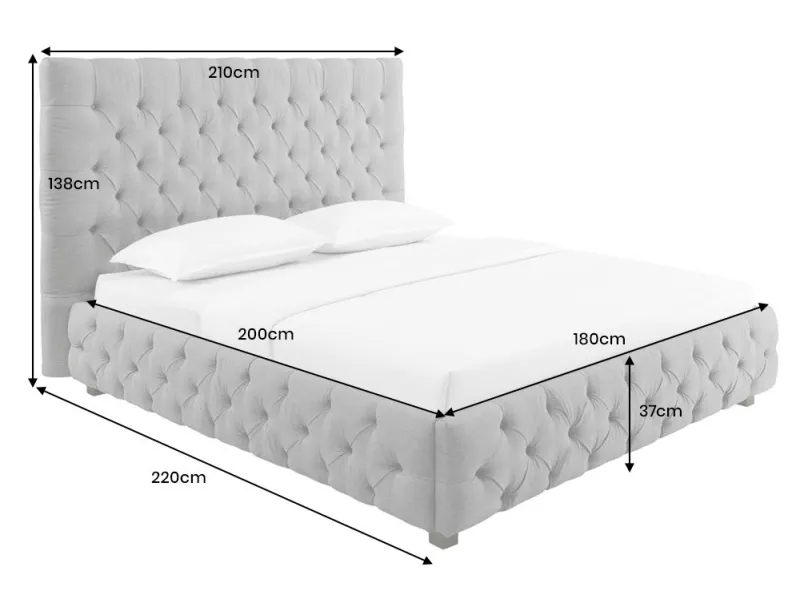 Lit PARIS CHESTERFIELD 180x200 cm – Élégance classique et confort royal