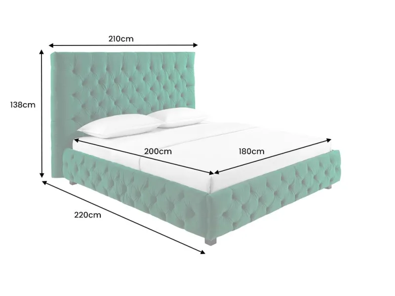 Lit PARIS CHESTERFIELD 180x200 cm – Sophistication en velours & charme intemporel