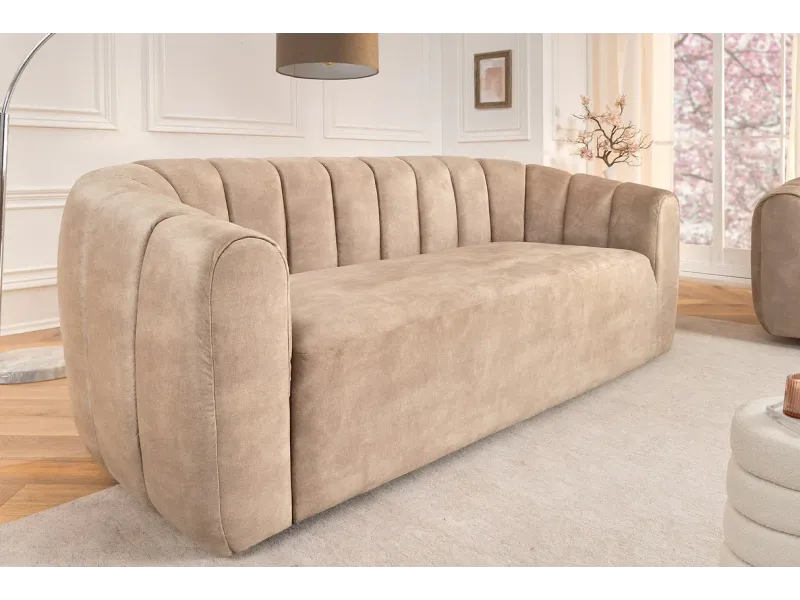 Canapé convertible design scandinave coloris gris claire en tissu a...