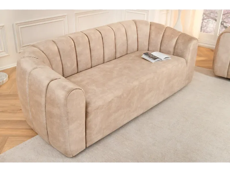 Canapé convertible design scandinave coloris gris claire en tissu a...