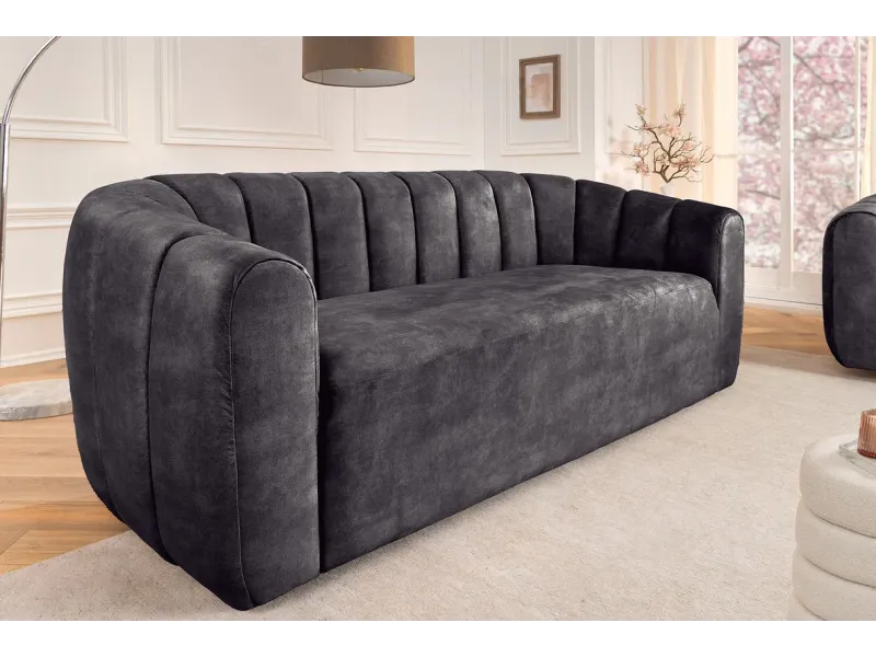 Canapé convertible design scandinave coloris gris claire en tissu a...