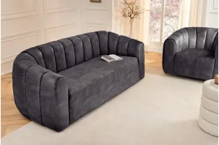 Canapé convertible design scandinave coloris gris claire en tissu a... 2