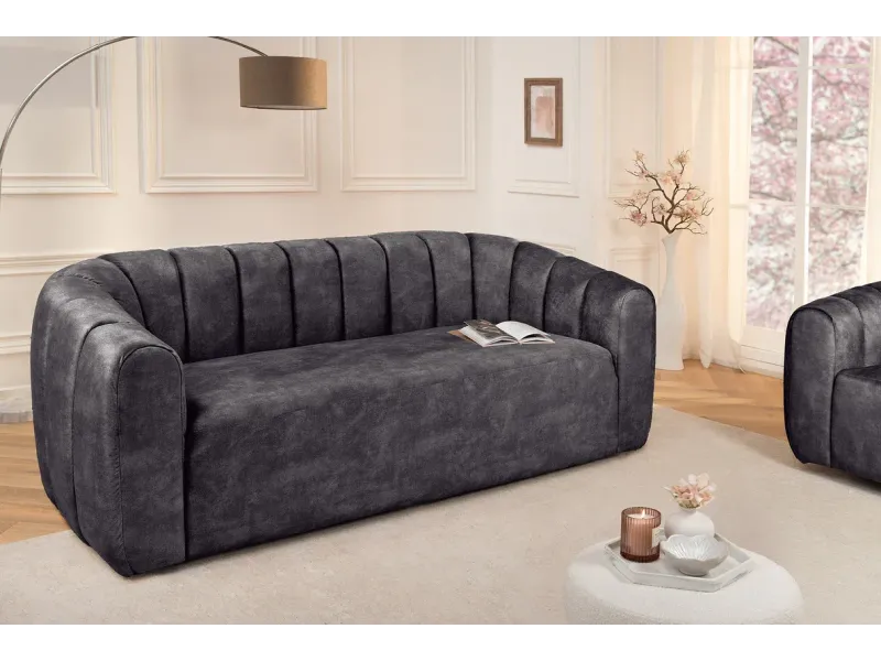 Canapé convertible design scandinave coloris gris claire en tissu a...