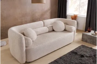 Canapé convertible design scandinave coloris gris claire en tissu a...