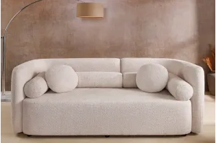 Canapé convertible design scandinave coloris gris claire en tissu a... 2