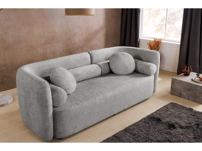 Canapé convertible design scandinave coloris gris claire en tissu a...