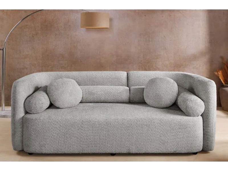 Canapé convertible design scandinave coloris gris claire en tissu a...