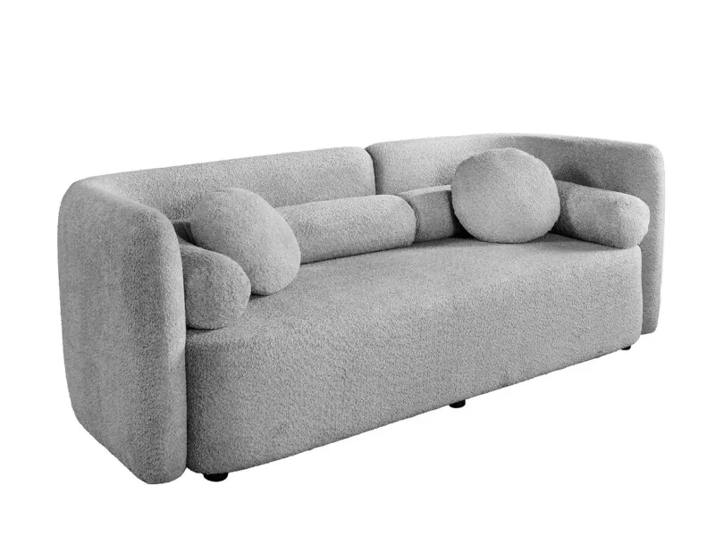 Canapé convertible design scandinave coloris gris claire en tissu a...