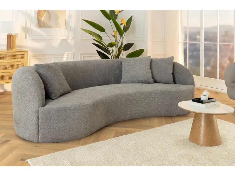 Canapé convertible design scandinave coloris gris claire en tissu a...