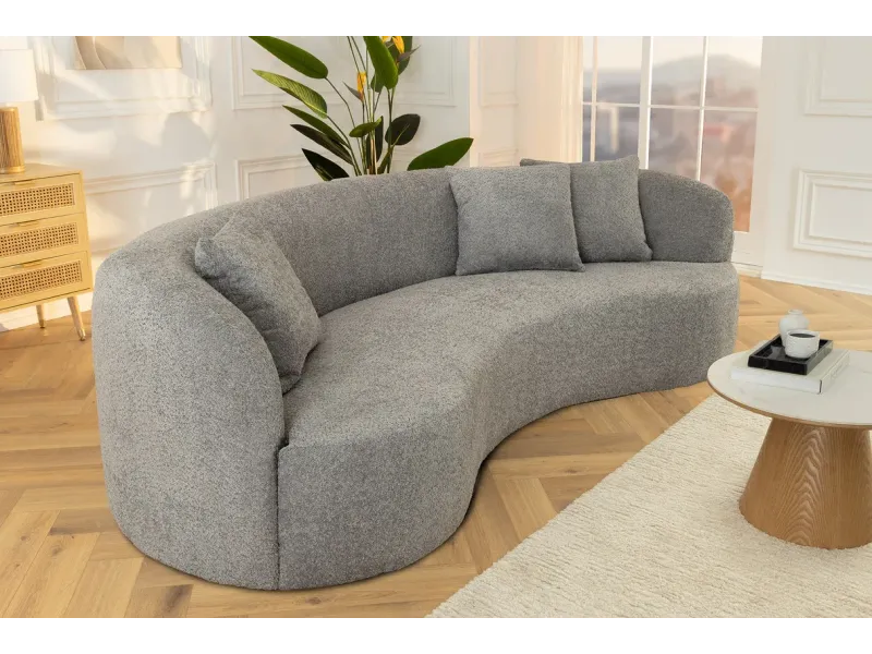 Canapé convertible design scandinave coloris gris claire en tissu a...