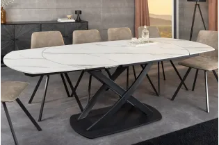 Table à manger extensible en céramique 180-225cm aspect marbre pas cher