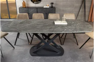 Table à manger extensible en céramique 180-225cm aspect marbre pas cher 2