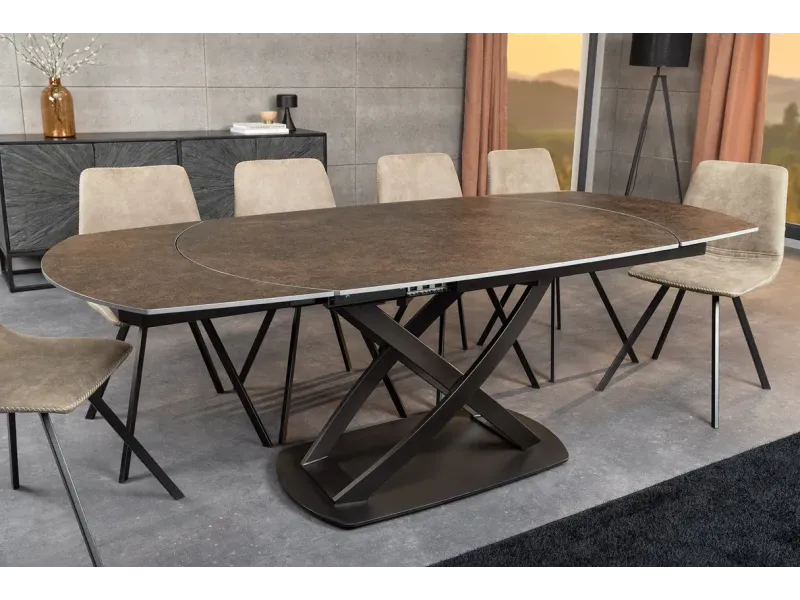 Table à manger extensible en céramique 180-225cm aspect marbre pas cher