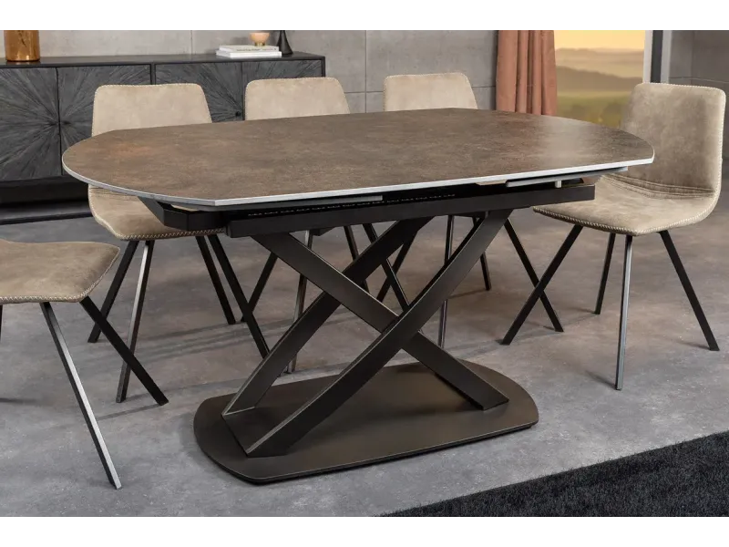 Table à manger extensible en céramique 180-225cm aspect marbre pas cher