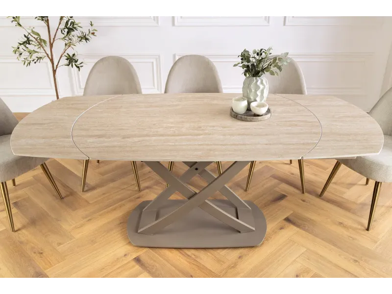 Table à manger extensible en céramique 180-225cm aspect marbre pas cher