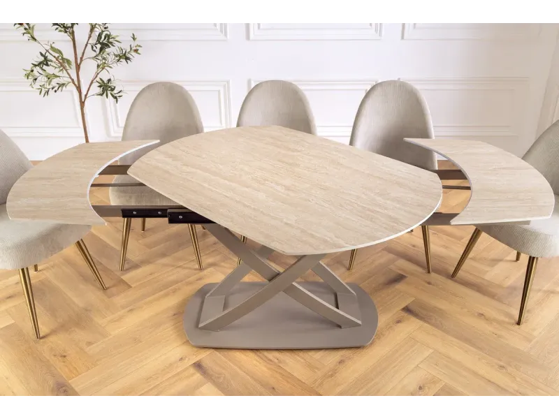 Table à manger extensible en céramique 180-225cm aspect marbre pas cher