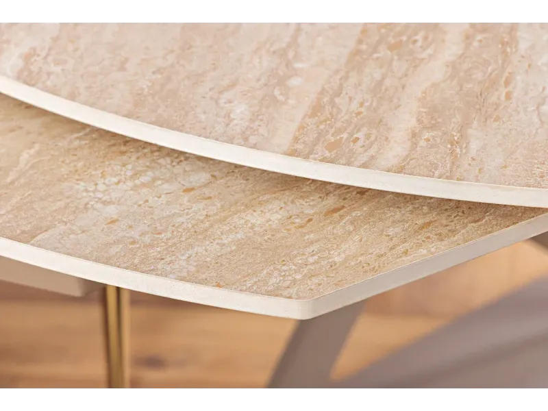 Table à manger extensible en céramique 180-225cm aspect marbre pas cher