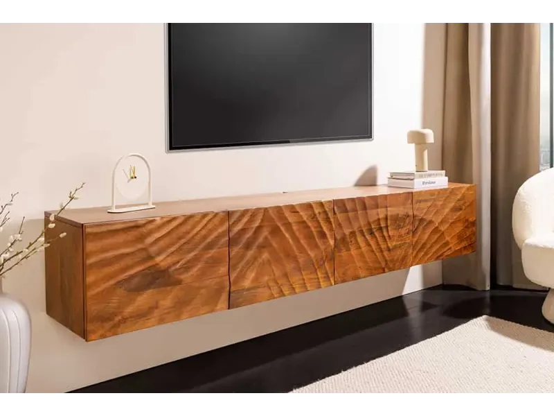 Buffet Suspendu SCORPION 180 cm en Bois de Manguier Brun Verni – Élégance et Fonctionnalité