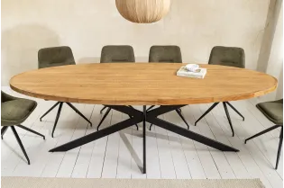 Table à manger GALAXIE ovale 240 cm – Bois de manguier & métal noir 2