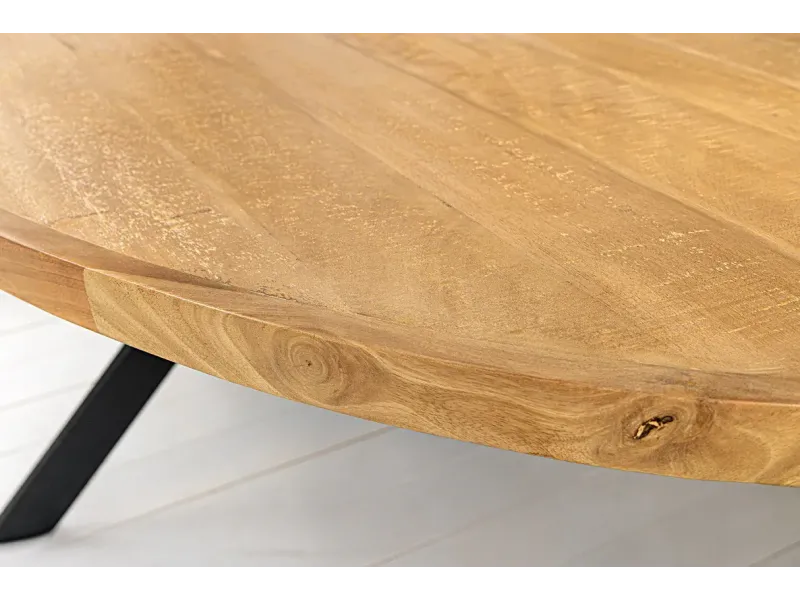 Table à manger GALAXIE ovale 240 cm – Bois de manguier & métal noir