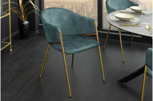 Chaise capitonnée revêtue en tissus bleu Chaises de salle à manger...