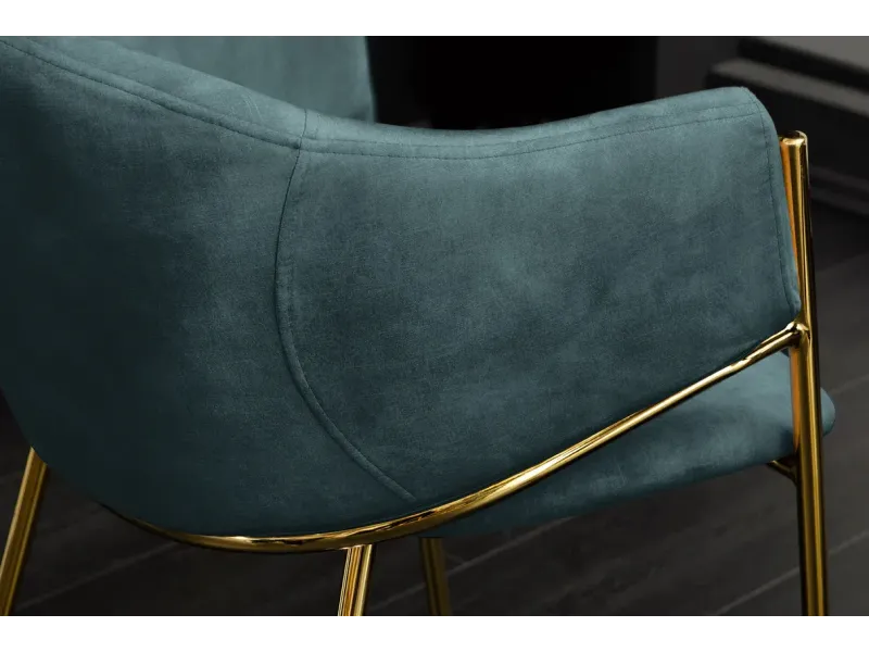 Chaise capitonnée revêtue en tissus bleu Chaises de salle à manger...