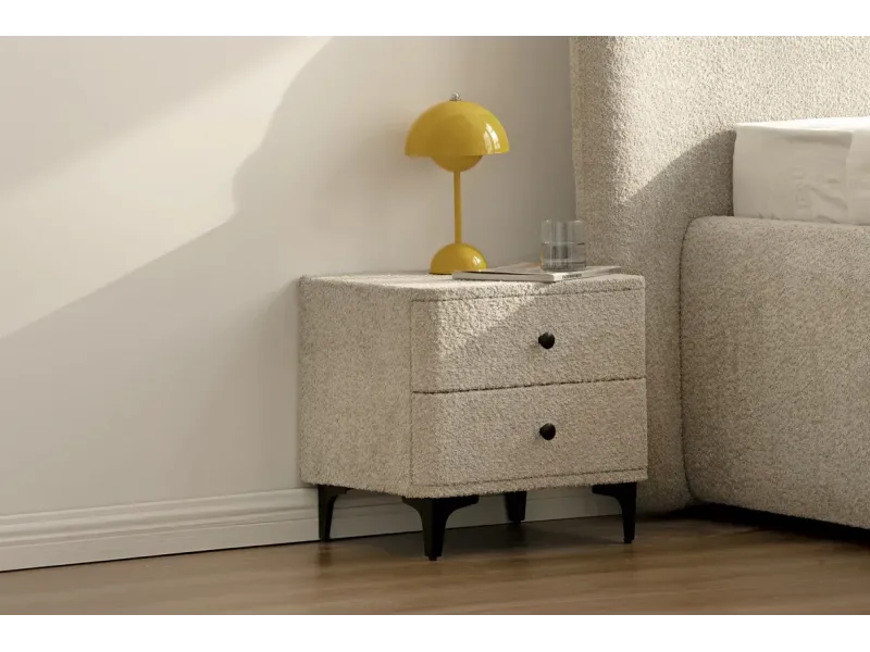 Table de chevet design de 45cm avec tiroir gris clair pas cher