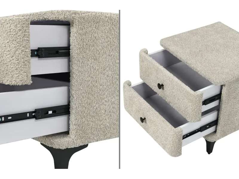 Table de chevet design de 45cm avec tiroir gris clair pas cher